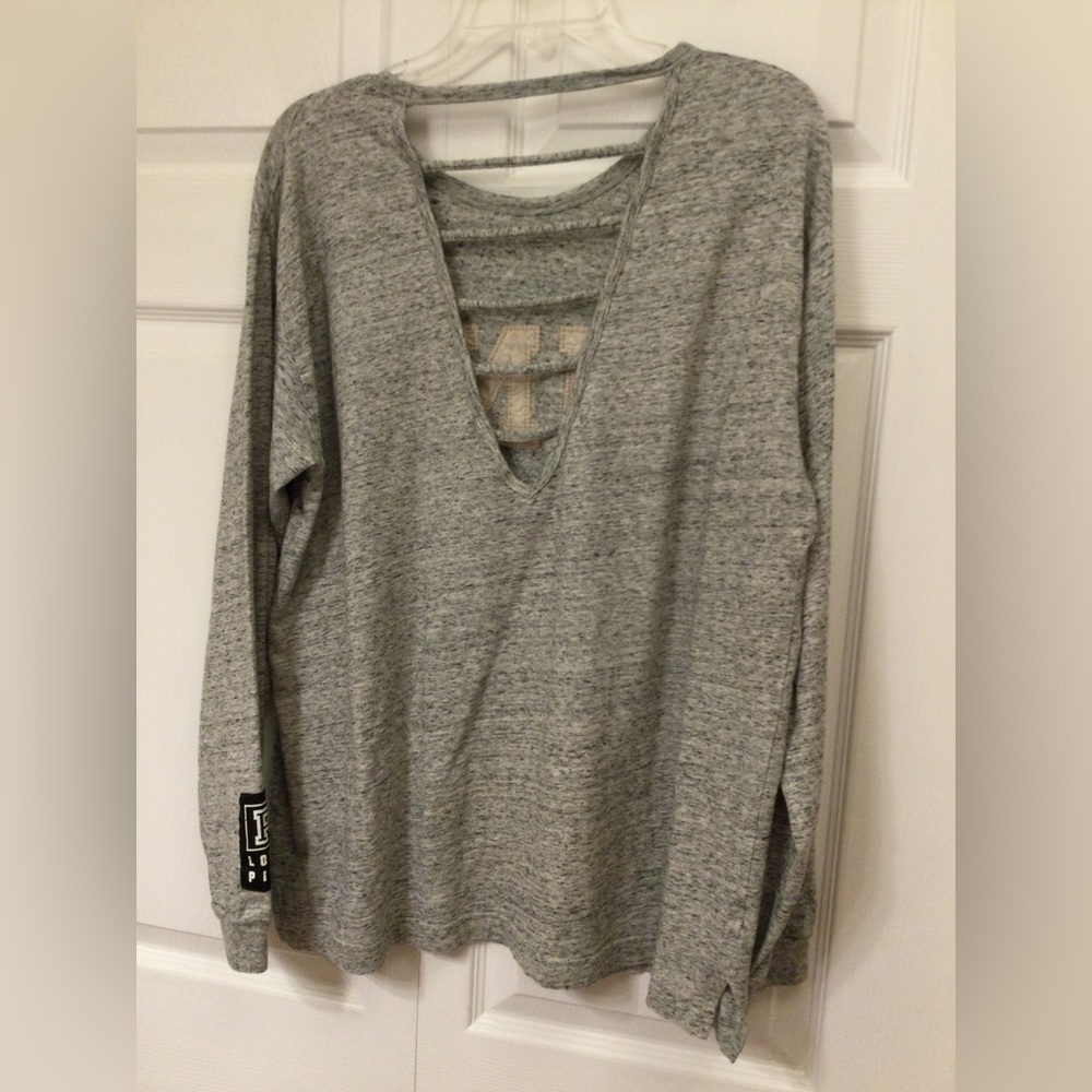 EUC Victoria Secret Pink top with open v-neck back, large